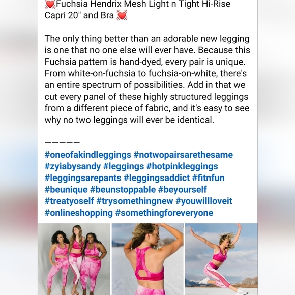 Zyia Active Tie Dye Fuchsia Hendrix Mesh Light n Tight Bra L - Picture 8 of 15